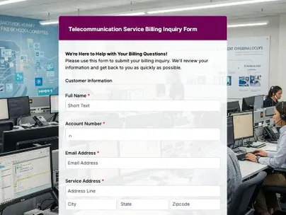 Telecommunication Form Water Service Disconnection Request Form Template