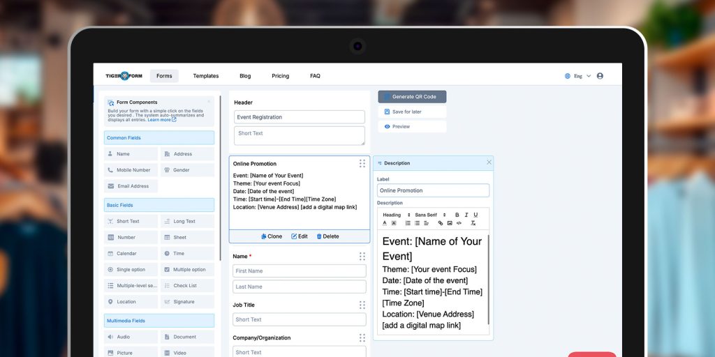 QR code form builder