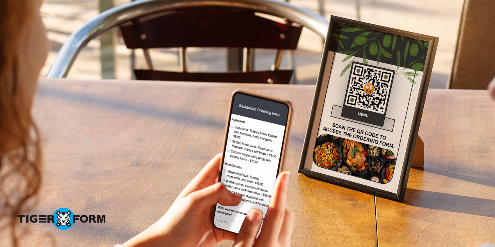 Scanning restaurant ordering form