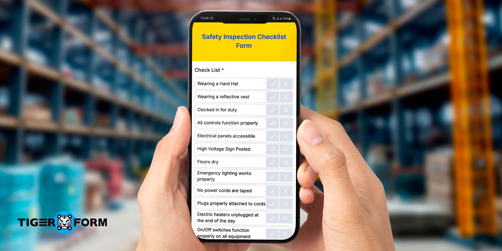 Safety inspection form for construction