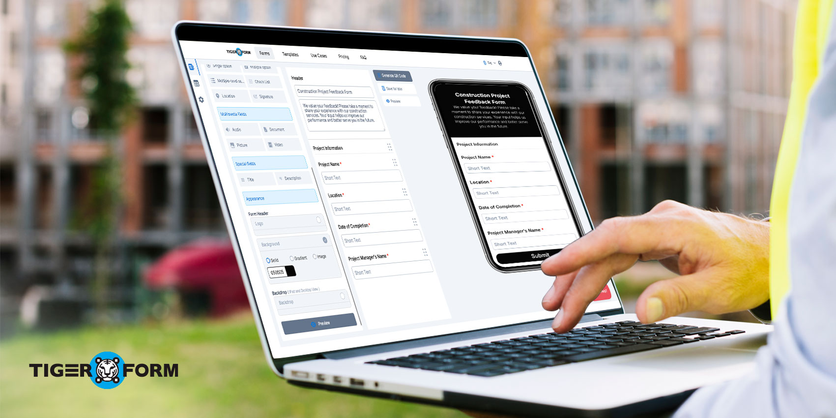 Form builder on a laptop