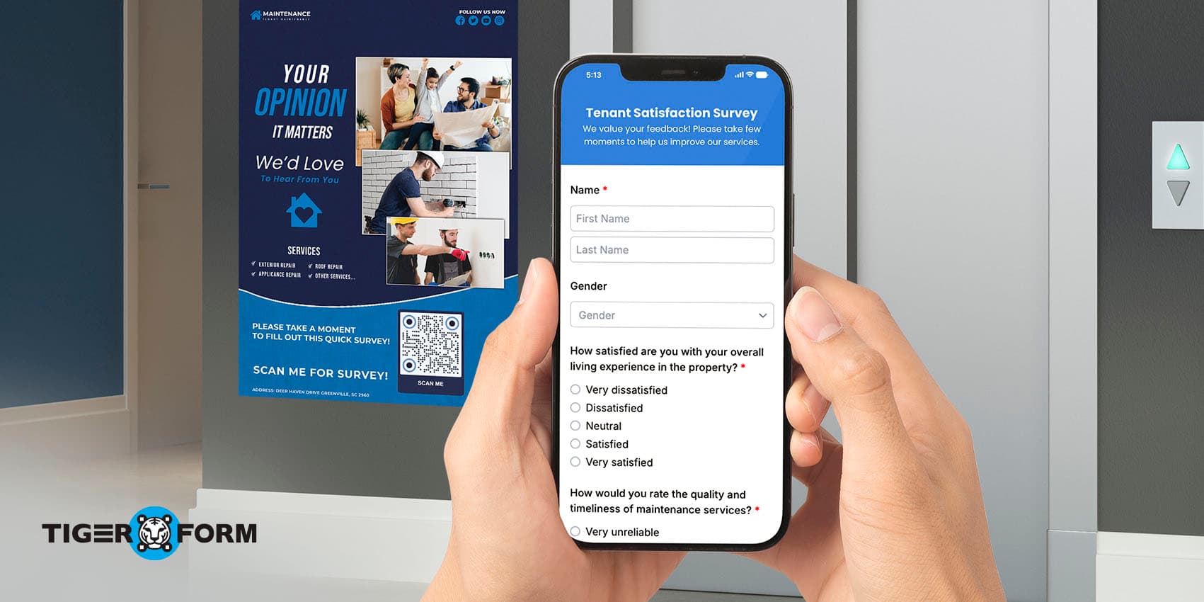 Tenant scanning QR code form