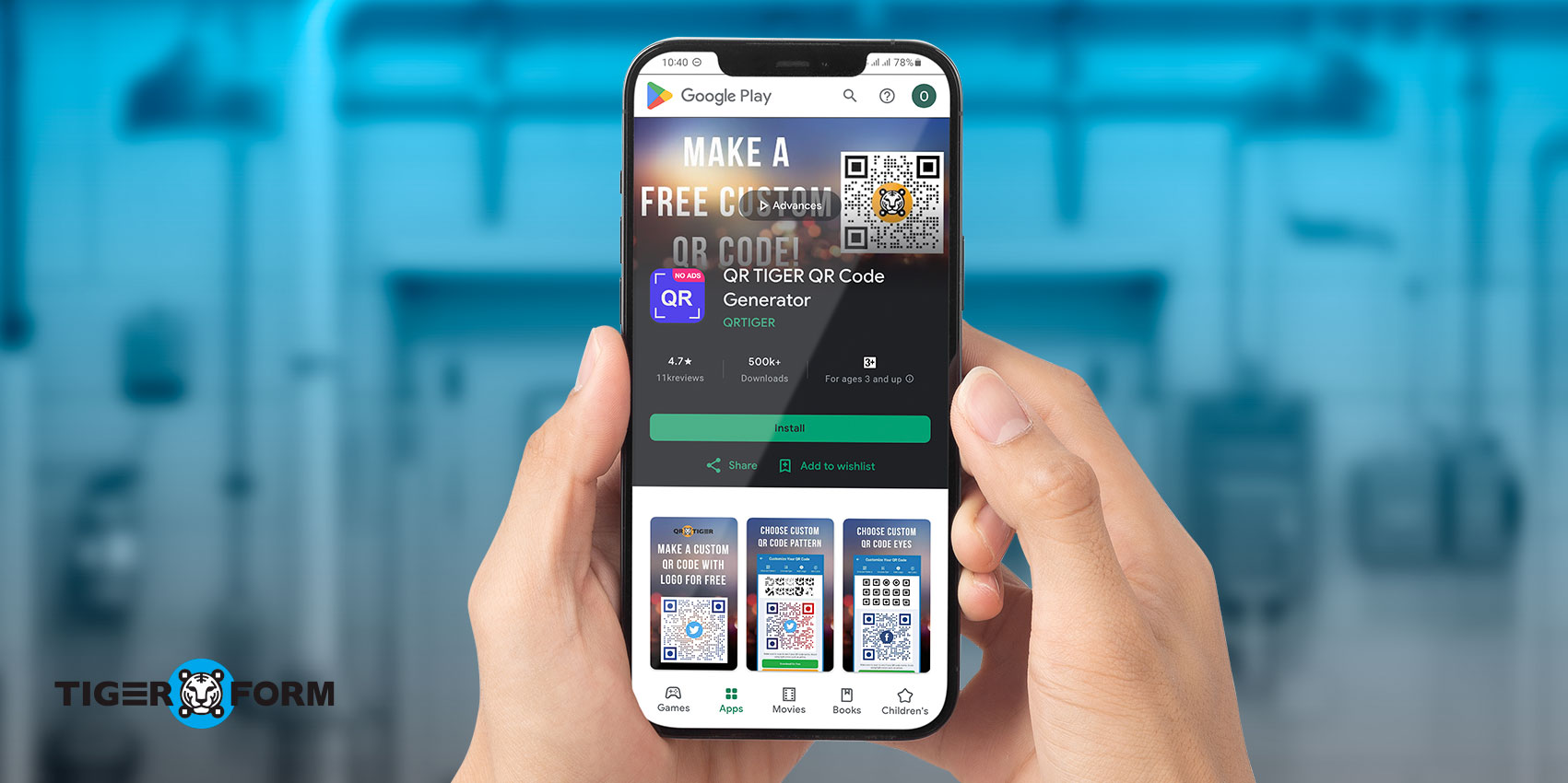 Person downloading QR scanner app