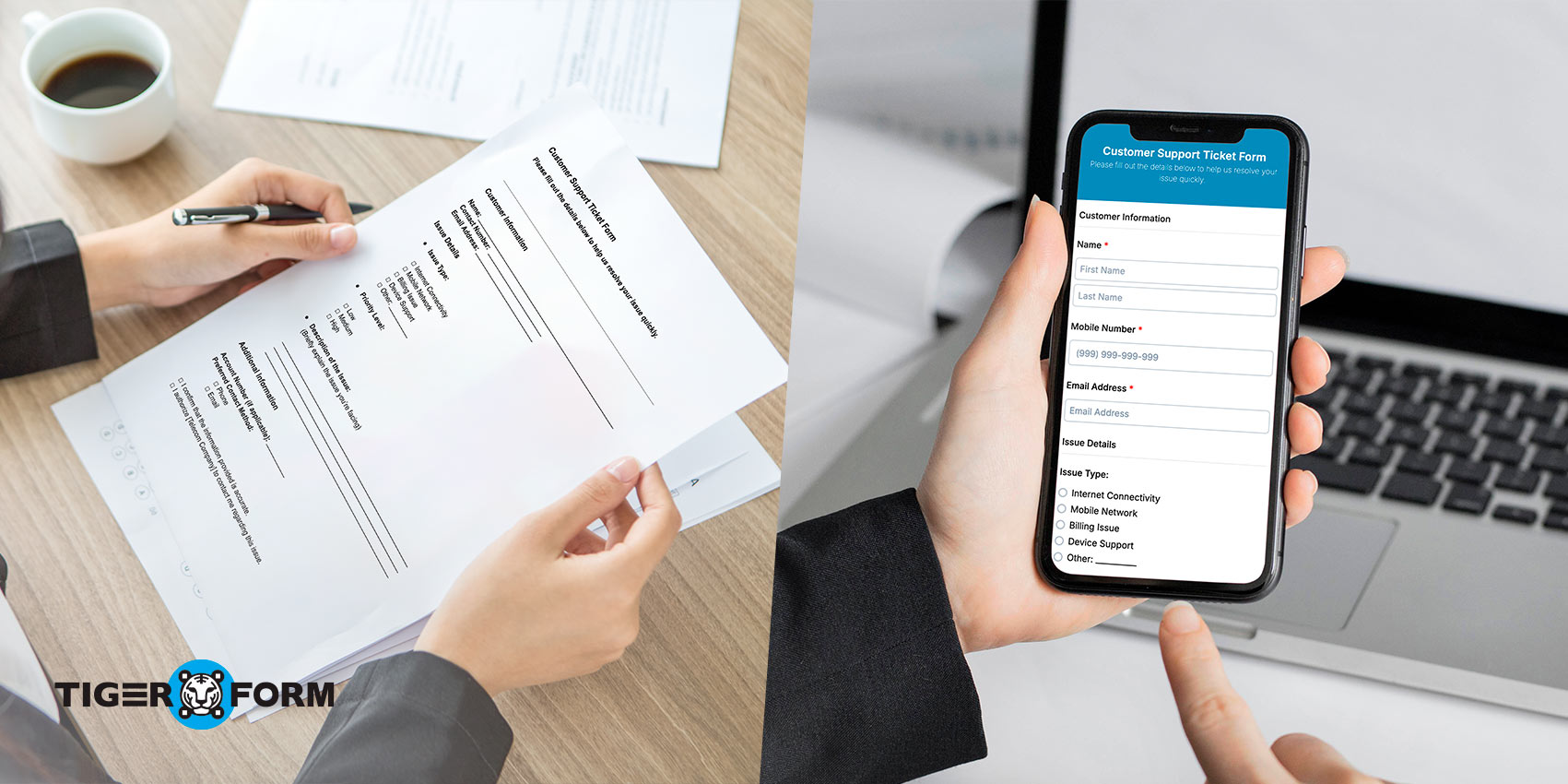 Ticket submission form for telecom