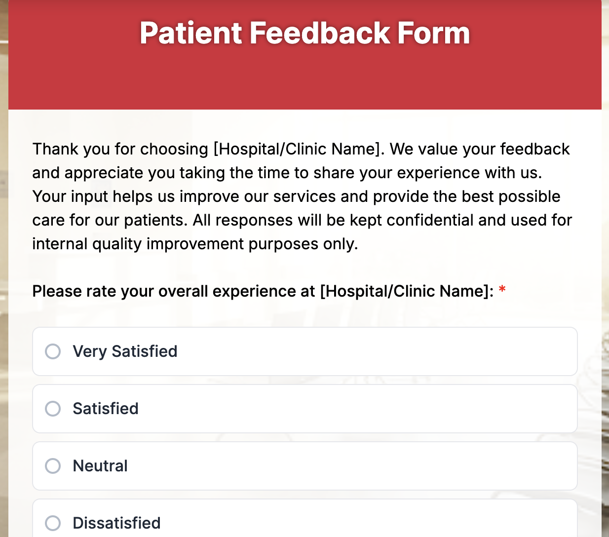 Patient Feedback Form Preview