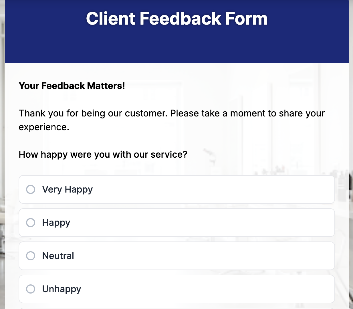 Client Feedback Form Preview