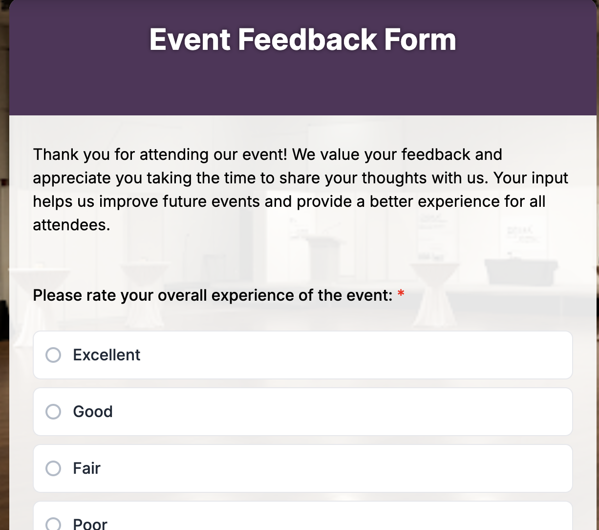 Event Feedback Form Preview