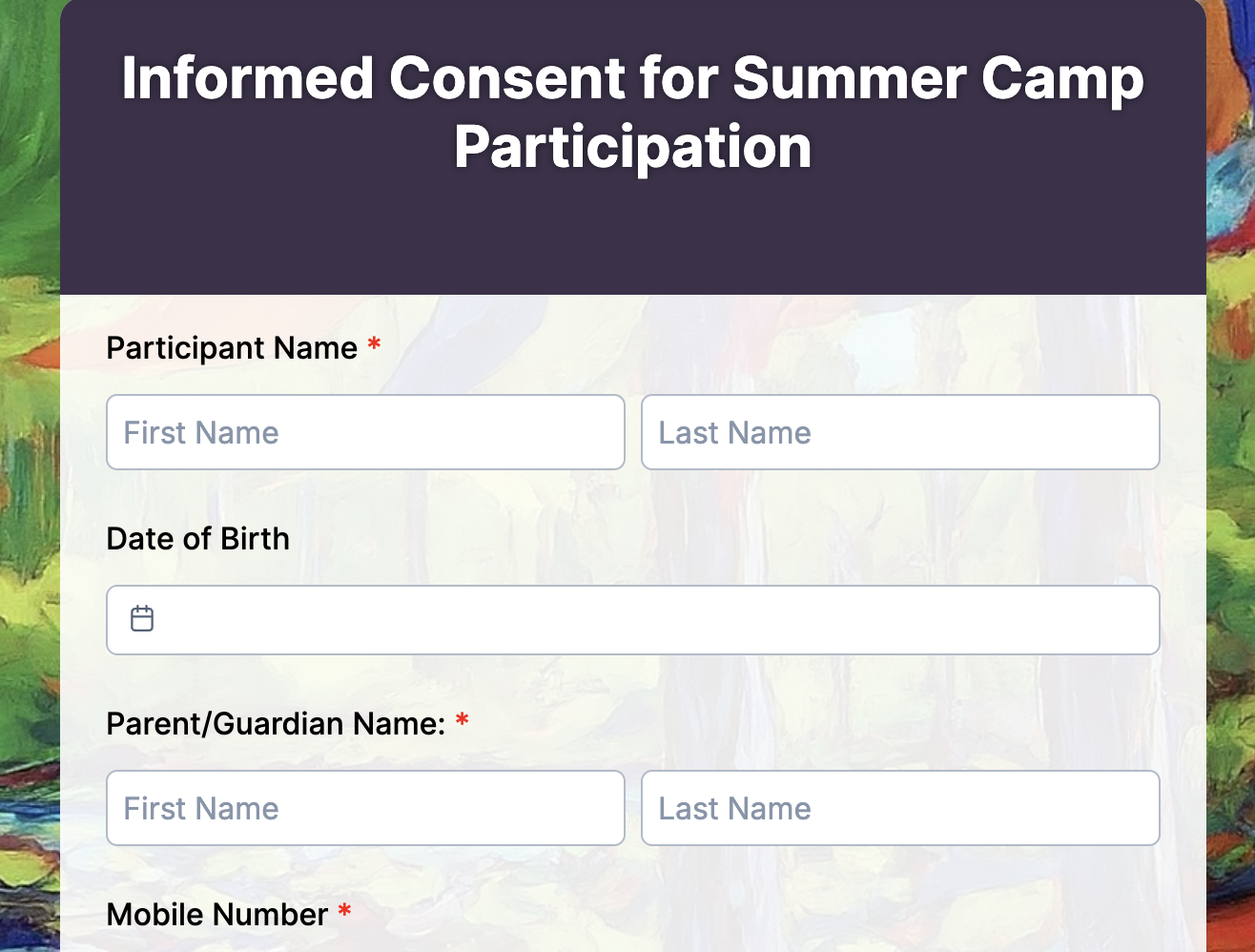 Summer Camp Consent Form Preview