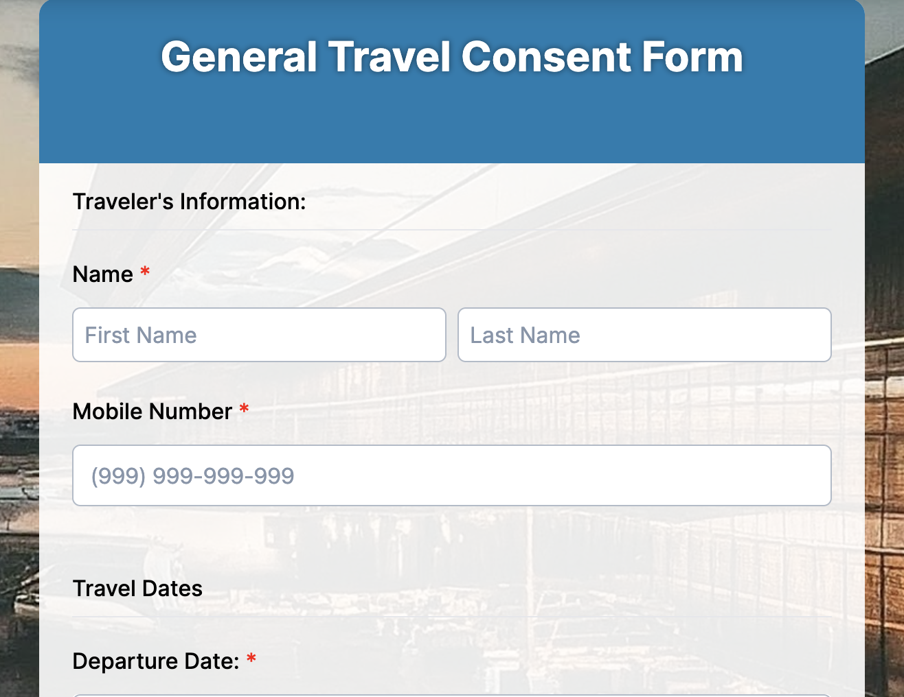 General Travel Consent Form Preview