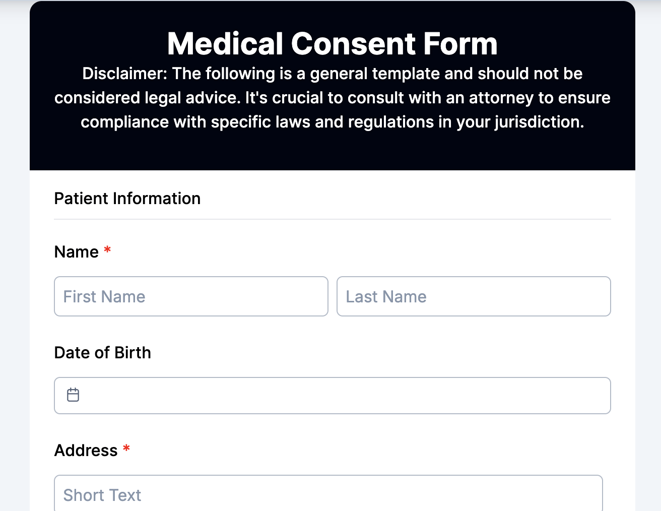 Medical Consent Form Preview