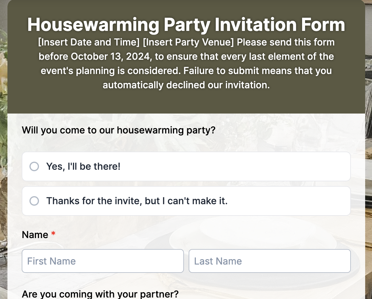 Housewarming Party Invitation Preview