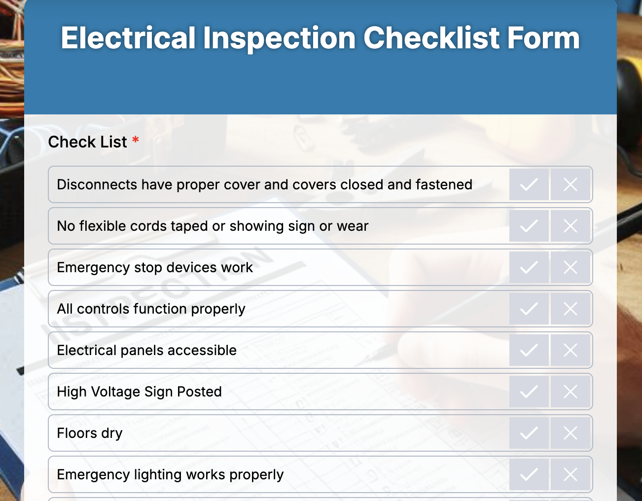 Safety Inspection Forms Preview