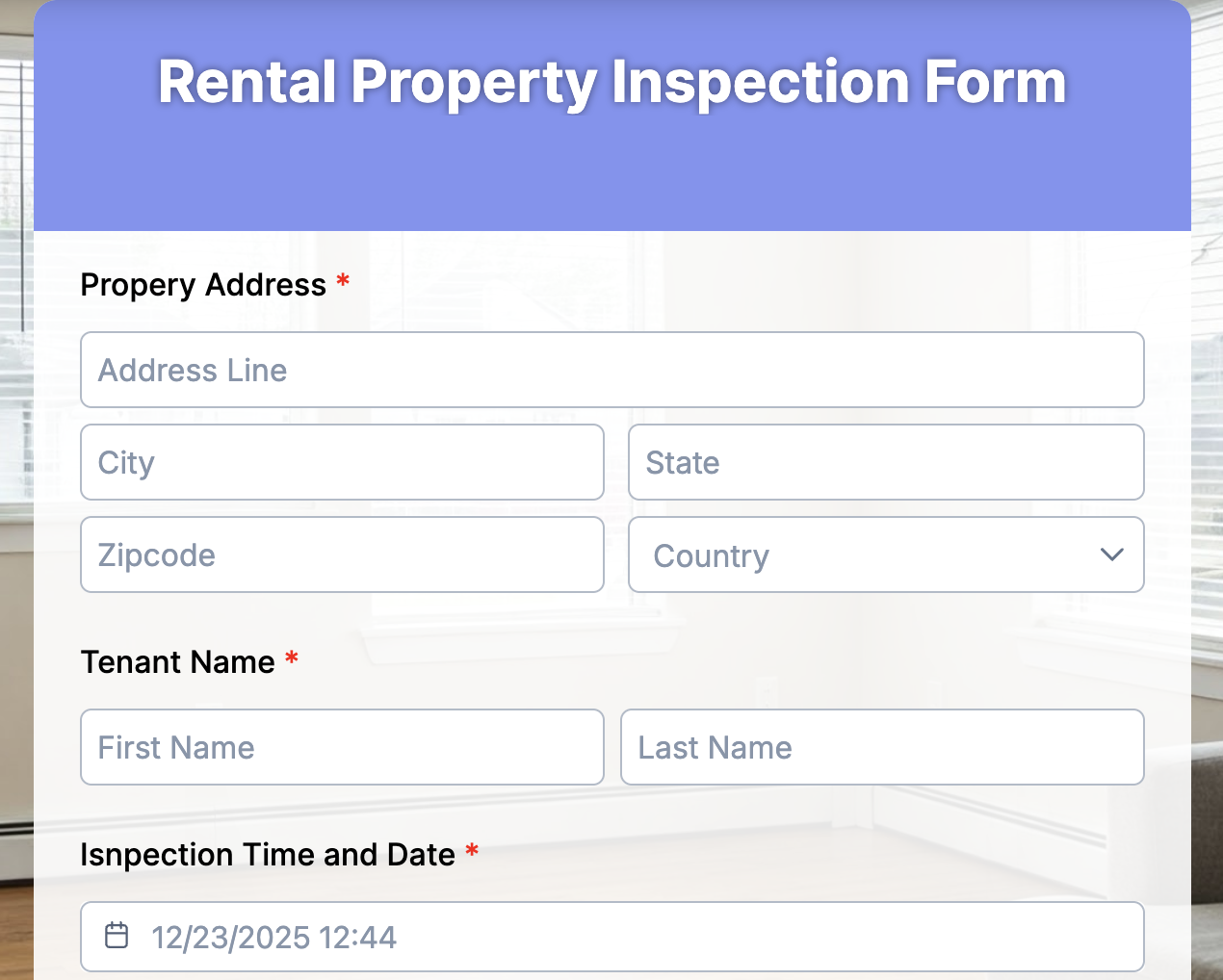 Rental Property Inspection Forms Preview