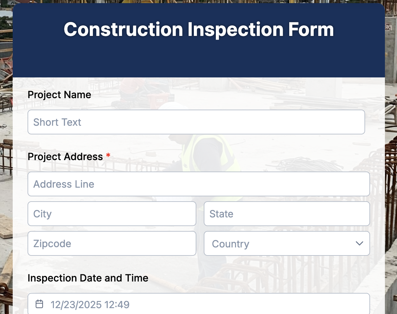 Construction Inspection Forms Preview