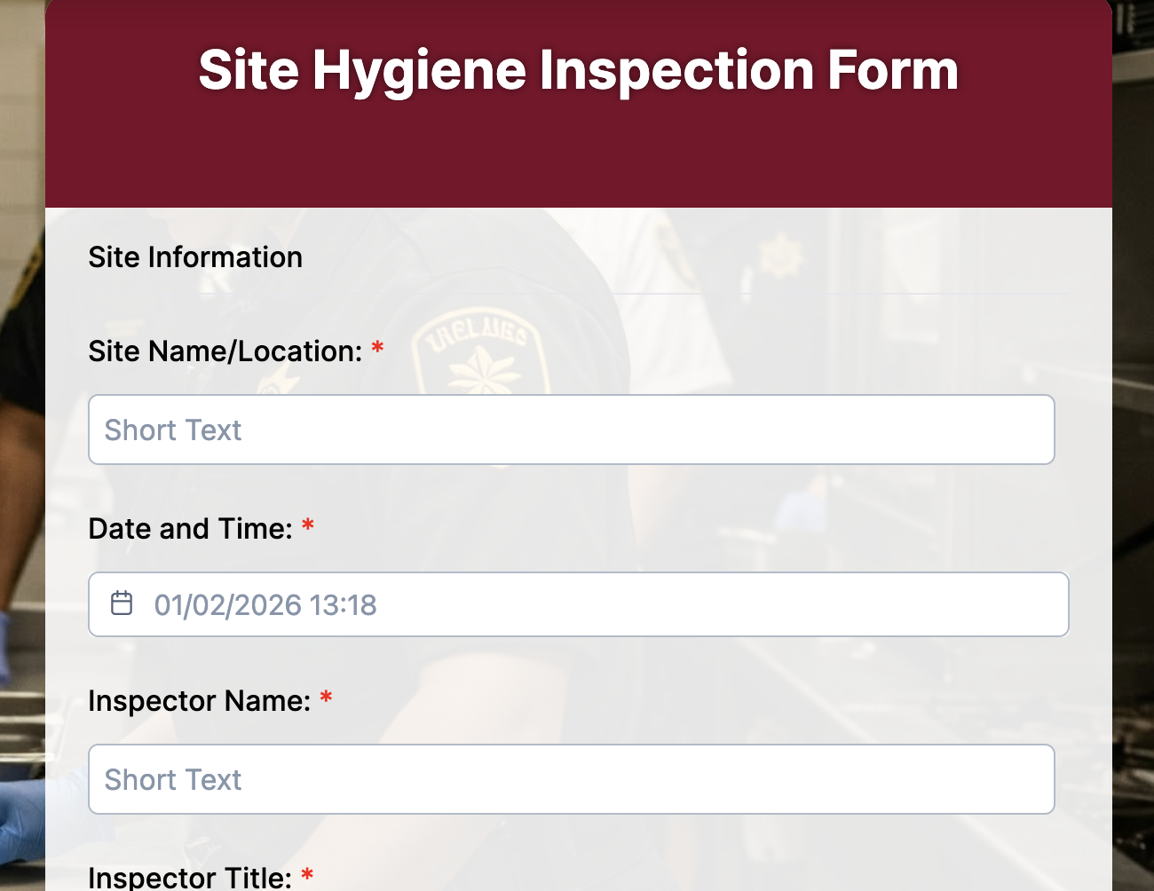 Site Hygiene Inspection Form Preview