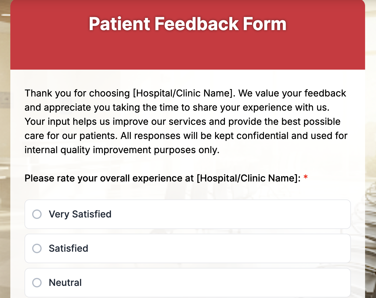 Patient Feedback Form Preview