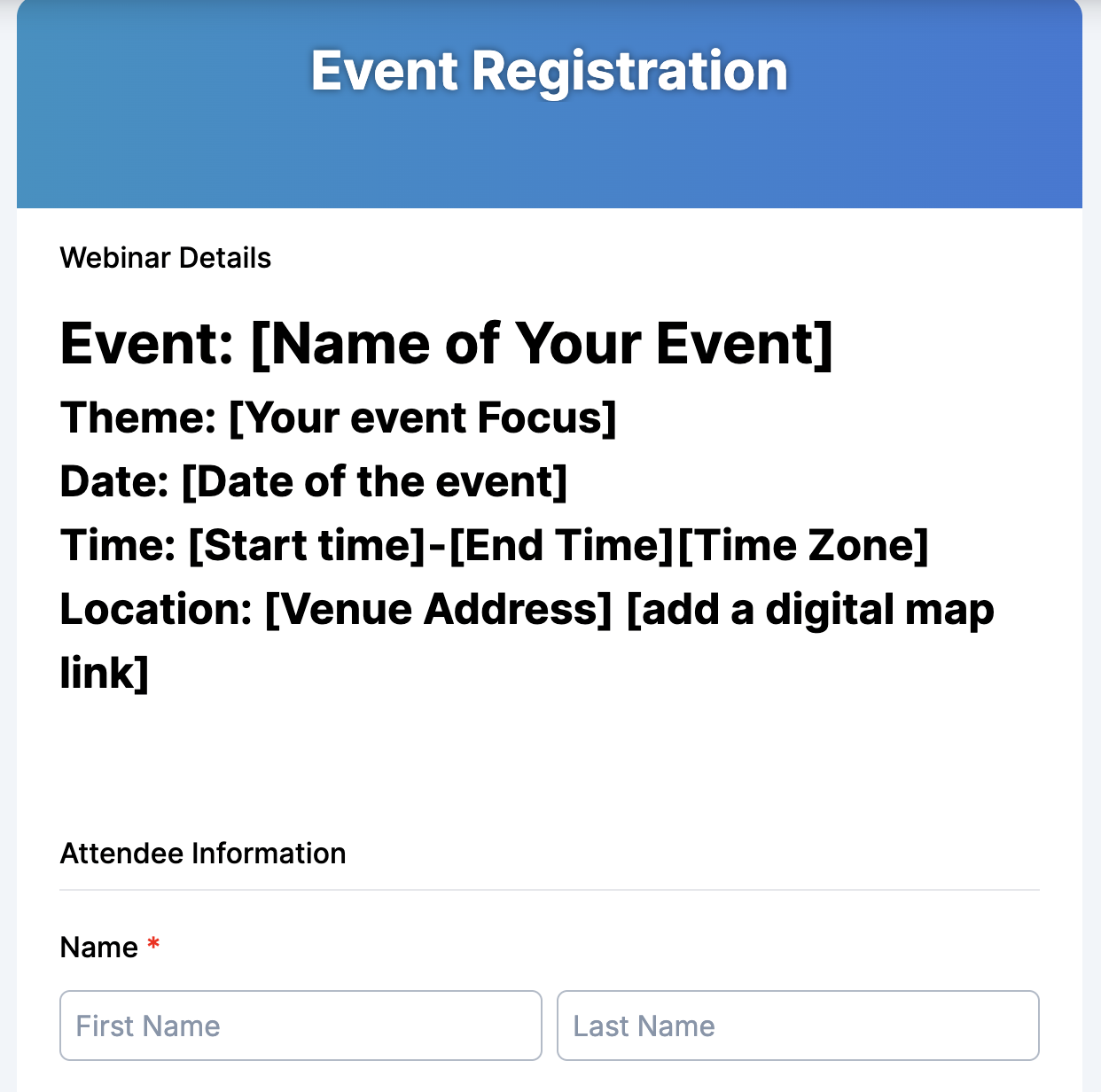 Event Registration Form Preview