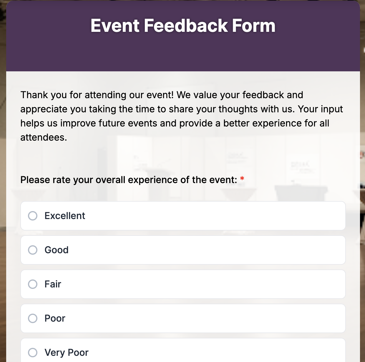 Event Feedback Form Preview
