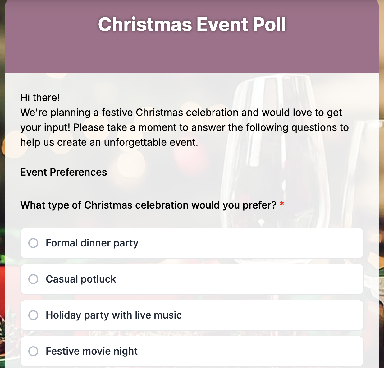 Christmas Event Poll Preview